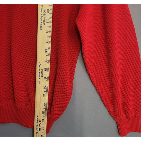 Vintage St. Croix Knits Sweater Mens Medium Red V-neck Textured Long Sleeves - Picture 8 of 12